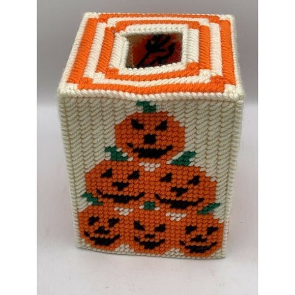 Vintage Halloween Tissue Box Holder Jack O Lantern - Picture 6 of 9